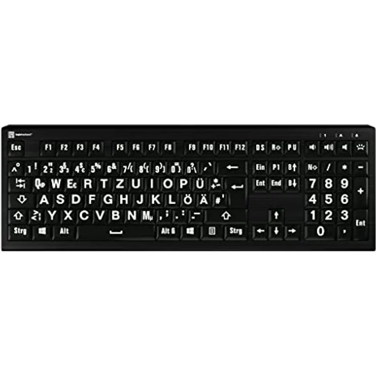 LogicKeyboard XL-Print Astra 2 White on Black DE (PC)