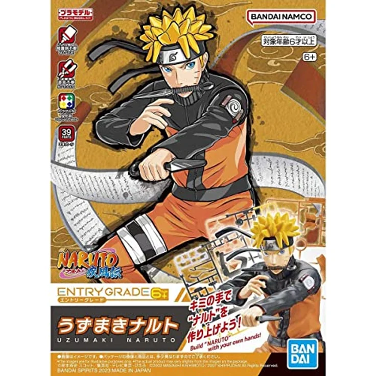 Bandai Naruto Shippuden Entry Grade Plastic Model Kit Naruto Uzumaki, inklusive Zubehör und austauschbaren Teilen, bereits farblich gestaltet – Bild 7