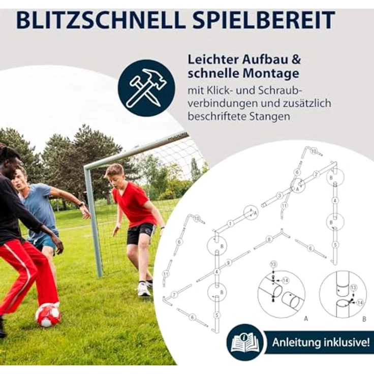 HUDORA Kinder, Jugendliche & Erwachsene Fußball-Tor Expert 300 Garten Fußballtor grau – Bild 8