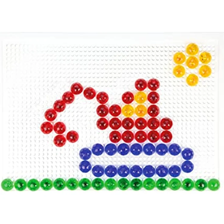 Lena 35627 - Mosaik Steckspiel Set, Steckmosaik mit 120 transparente Stecker, Mosaikstecker Ø 15 mm, Mosaikspiel für Kinder ab 3 Jahre, Komplettset mit Steckplatte ca. 28 x 19,5 cm und Organizer – Bild 5