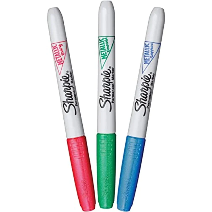 Sharpie Permanentmarker Metallic, 3er Set in Rubin, Smaragd und Saphir, wasserfeste Tinte, 1,4mm Rundspitze – Bild 1