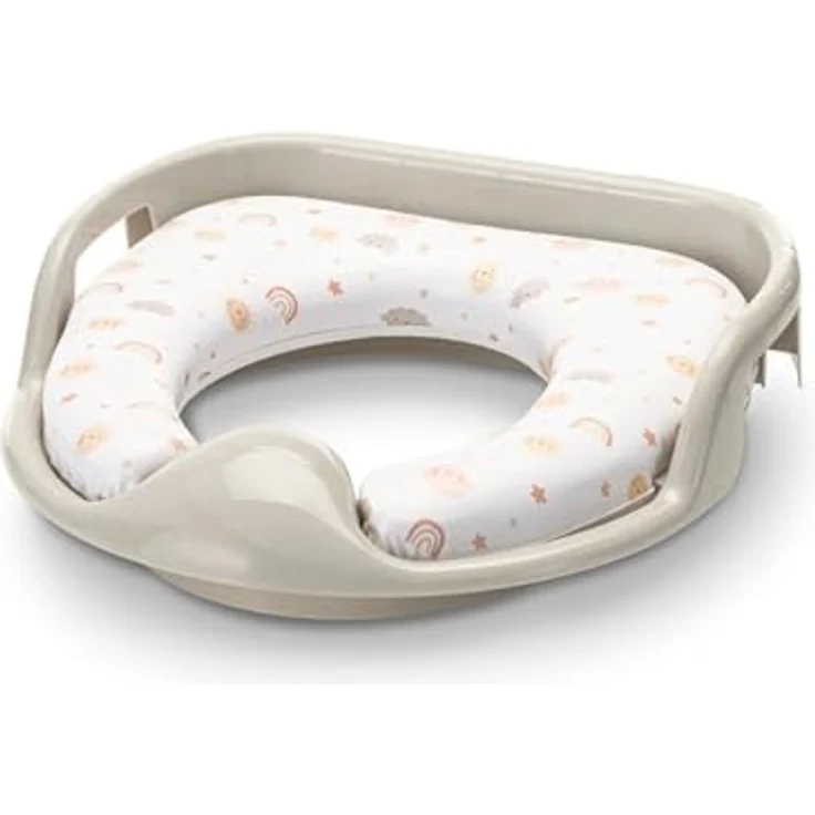 Lorelli Toilettensitz weich mit Handgriffen, gepolstertem Kissen und Spritzschutz, beige – Bild 2