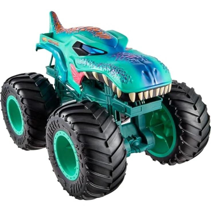 Hot Wheels Monster Trucks Mega Wrex OS 1:15, Spielzeugauto mit riesigen Rädern für Crash-Abenteuer, multicolor – Bild 4