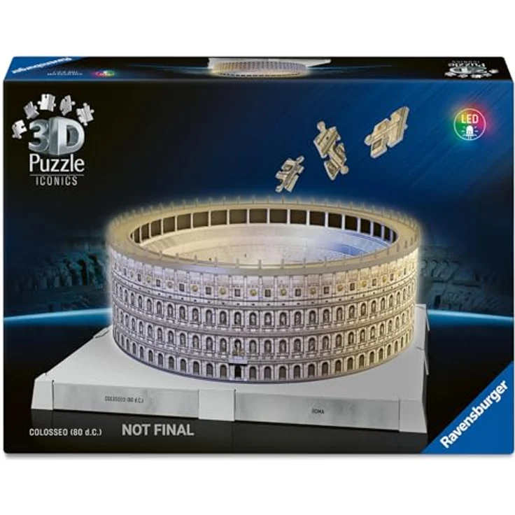 Ravensburger 3D Puzzle Iconics: Kolosseum Rom - detailgetreue Nachbildung mit LED-Lichtern, 216 Kunststoff-Puzzleteile, Schwierigkeitsgrad 3/5 – Bild 1