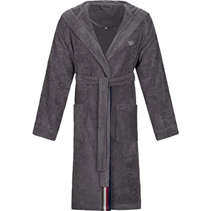 Bugatti Decimo Herren Bademantel mit Kapuze, 100% Baumwolle, graphit – Bild 1