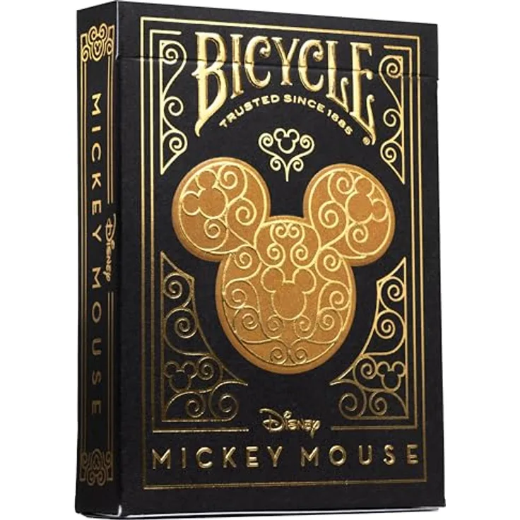 Bicycle Disney - Black & Gold Mickey Mouse, Spielkarten mit klassischem Air-Cushion-Finish, 100% recyclebar