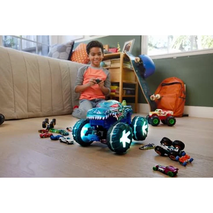 Hot Wheels RC-Monstertruck Monster Trucks Mega-Wrex Alive-Fahrzeug, mit Licht und Sound, interaktive Spielmodi - Preisvergleich – Bild 2