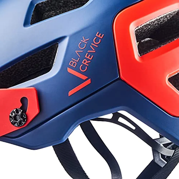 Black Crevice MTB Fahrradhelm, Navy/red, S/M (54-58cm) - Anpassbares Kinnband, herausnehmbare Polsterung & CE:EN 1078:2012+A1:2012-zertifiziert – Bild 5