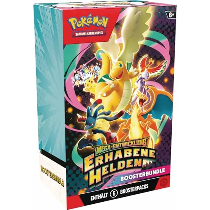 Pokémon Pokémon-Sammelkartenspiel: Boosterbundle Mega-Entwicklung – Erhabene Helden, 6 Boosterpacks mit 10 Karten je Pack und exklusiven Mega-Entwicklungen – Bild 1