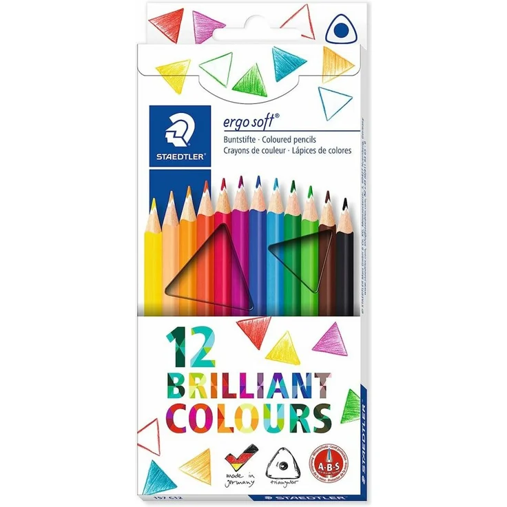 STAEDTLER Buntstift 12 ergosoft® 157 Buntstifte farbsortiert, leuchtende Farben, ergonomisches Design und Anti-Bruch-System