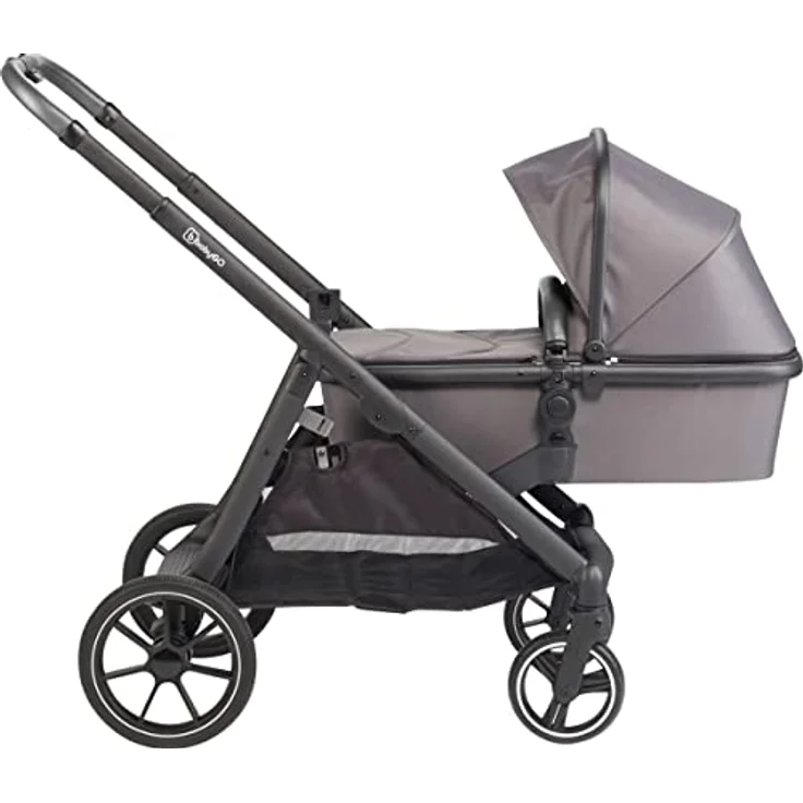 BabyGo Zwillings-Kombikinderwagen Duo, grau, inkl. Wickeltasche u. 2 Regenhauben – Bild 4