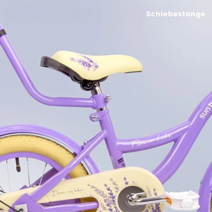 Sun Baby Mädchenfahrrad 14 Zoll Flower Bike mit Abnehmbarer Schubstange, Lavender, für Mädchen von 2 bis 6 Jahre – Bild 3