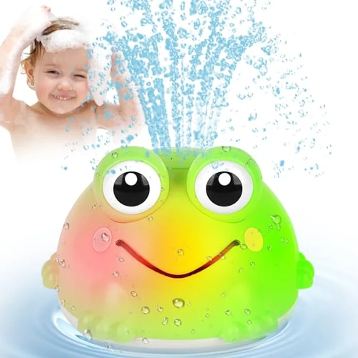 Withosent Frosch Spray Badewannenspielzeug, wiederaufladbares Wasserspielzeug mit Licht und automatischer Erkennung, für Kinder ab 1 Jahr, BPA-frei und wasserdicht – Bild 1