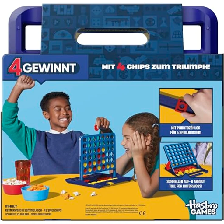 Hasbro Gaming 4 Gewinn Refresh, Brettspiel mit 4 Chips, praktischer Tragebox und integriertem Punktezähler für 2 Spieler – Bild 9