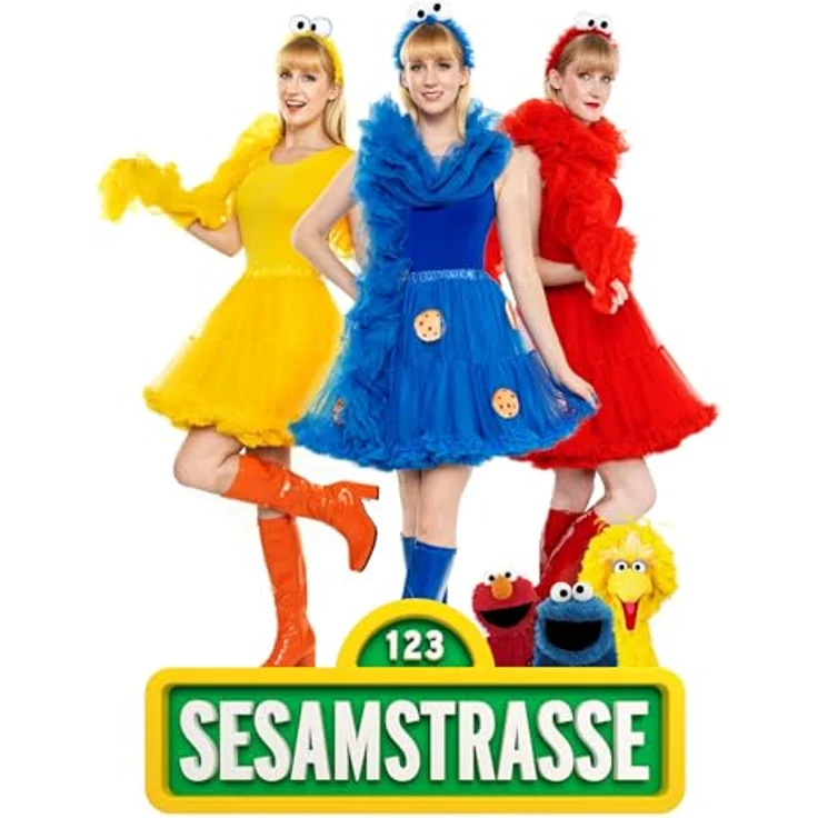Maskworld Die Sesamstrasse Bibo Tutu - Kostüm für Fasching, mehrlagiges gelbes Tutu mit Chiffon-Schal und Haarreif mit Kulleraugen, One Size – Bild 8