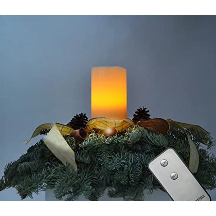 X4-LIFE LED Echtwachskerzen mit Fernbedienung 4er Set - Flackernde Flamme - Stumpenkerzen - inkl. Batterien - 10 cm bis 15 cm – Bild 3