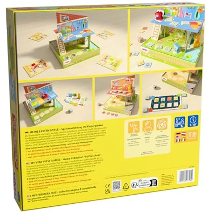 HABA Im Kindergarten Spielesammlung, 10 Spielideen im 3D-Spielhaus mit 5 Holzfiguren, ab 2 Jahren – Bild 2