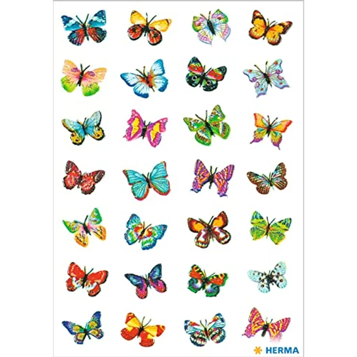 HERMA 6819 Glitterfolie Sticker für Kinder, Schmetterlinge (32 Aufkleber, Folie, glitzernd) selbstklebend, permanent haftende Motiv Etiketten für Mädchen und Jungen, bunt – Bild 2