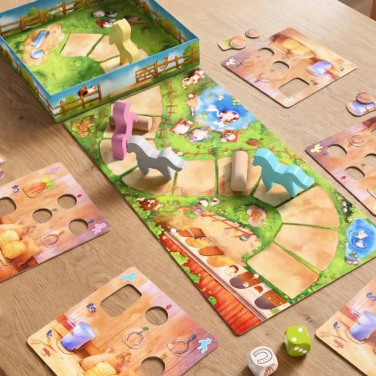 HABA Hoppe Reiter, Brettspiel Pferderennen mit Ressourcenmanagement für Kinder – Bild 2