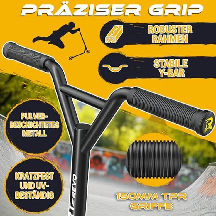 RE:SPORT REVO Stunt Scooter mit Ständer, 100mm PU Räder, ABEC 9 Kugellager, stabiler Aluminiumrahmen, für Kinder & Erwachsene – Bild 8