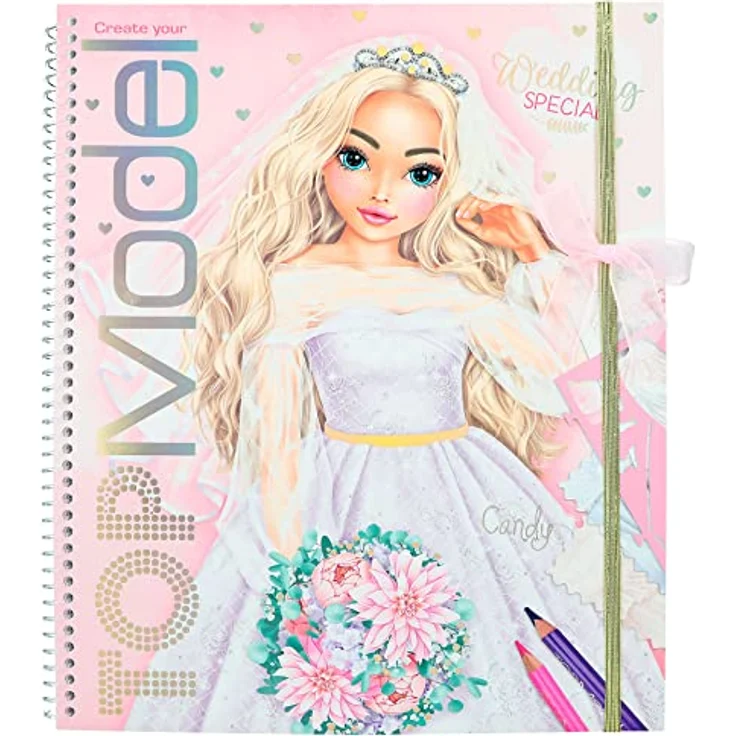 Depesche 12393 Create your TOPModel Wedding Special - Stickerbuch mit 60 Seiten zum Gestalten schöner Outfits, inklusive Stickerbogen, Schablone und Stoffmusterbogen – Bild 1