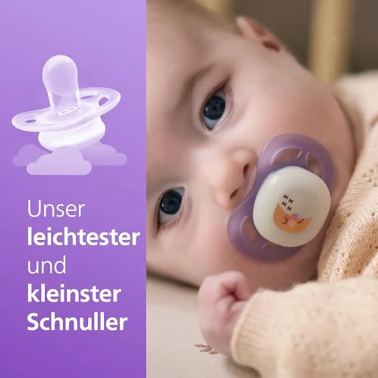 Philips Avent Ultrastart Night SCF075/07, Schnuller für Mädchen im Nacht-Set, 0-2 Monate, 2 Stück, mit leuchtendem Schnullerring und silikonierter, gaumenfreundlicher Form – Bild 2
