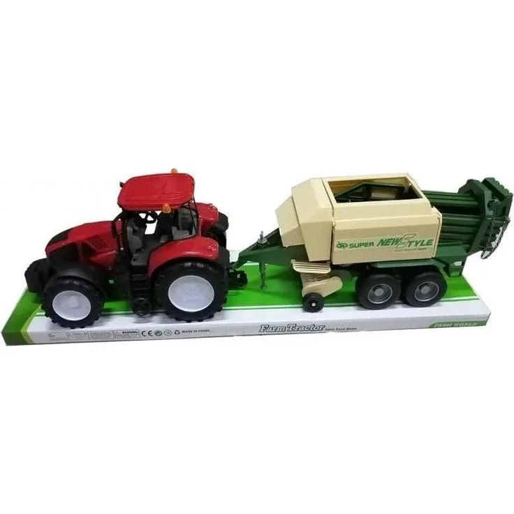Teka Traktor mit Landmaschinen, Spielzeugauto für Kinder, rot