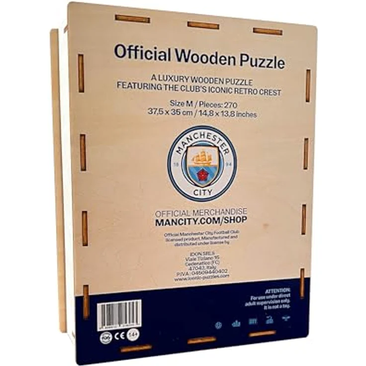 Iconic Puzzles, Manchester City Retro Crest Holzpuzzle, Größe M, 270 Teile, bunt – Bild 5