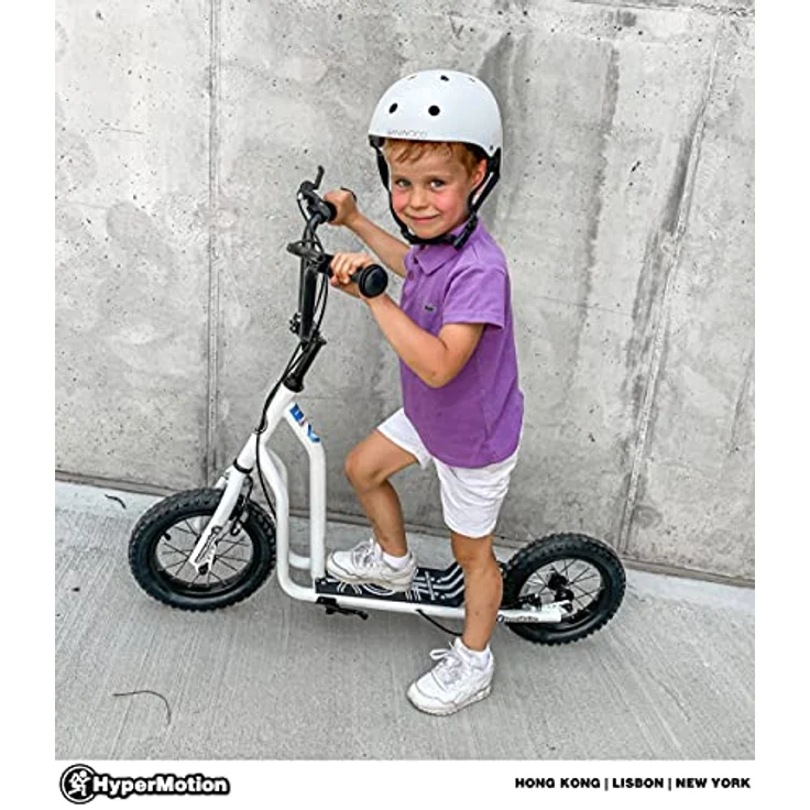 HyperMotion VIVA 12 Roller, Tretroller mit großen Luftreifen, höhenverstellbar 78-85 cm, 2 Bremsen, klappbarer Ständer, weiß – Bild 3