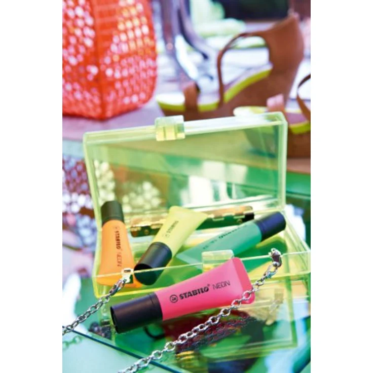 Textmarker - STABILO NEON - 4er Pack - gelb, grün, pink, orange – Bild 3