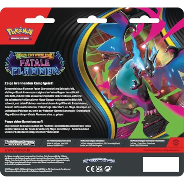 Pokémon Pokémon-Sammelkartenspiel: 3er-Pack Mega-Entwicklung – Fatale Flammen, inkl. 1 holografische Promokarte Snibunna & 3 Boosterpacks – Bild 2