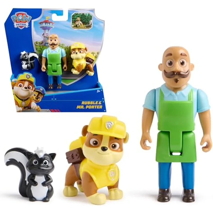 PAW PATROL Figurenpaket Rubble & Mr. Porter, Sammelfiguren mit beweglichen Gliedmaßen, für Kinder ab 3 Jahren, 3 Figuren – Bild 1