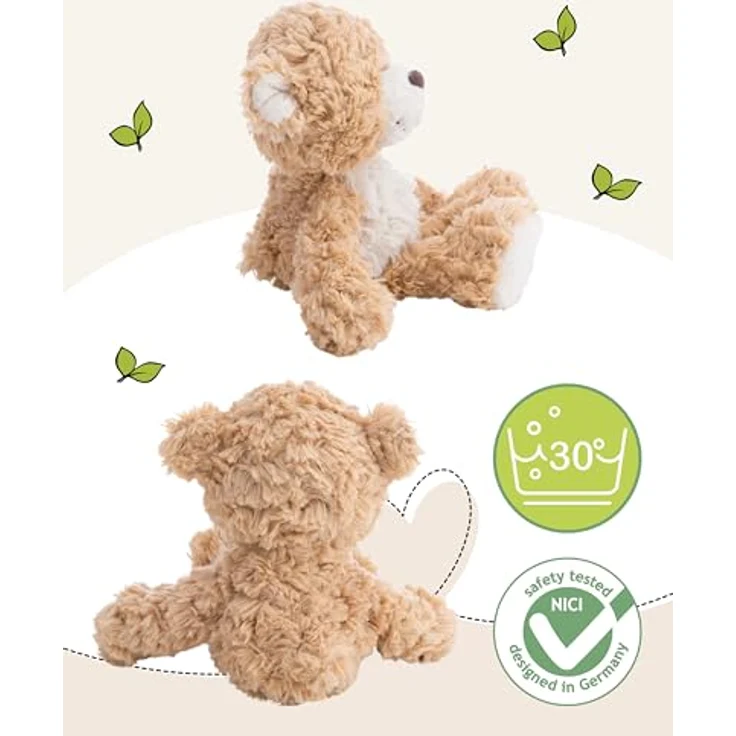 NICI Kuscheltier Bär Finni 20cm, karamellfarbener Plüschbär mit weißem Fellakzent – Bild 3