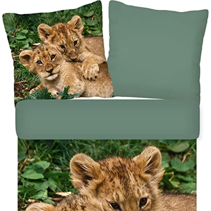 ESPiCO Bettwäsche Trendy Bedding Babylöwen Raubtier Wildnis Löwe Jungtiere Großkatze Tiertatze Renforcé, 135x200 cm, 100% Baumwolle, Öko-Tex Standard 100 – Bild 2