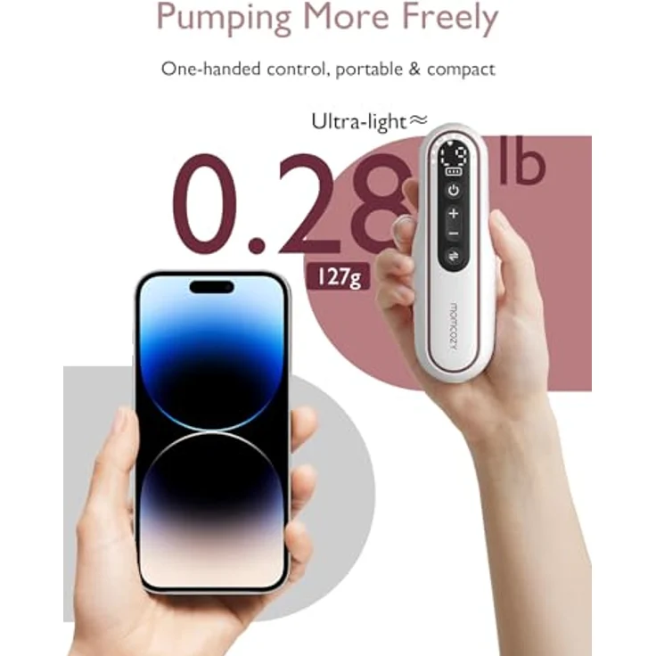 Momcozy V2, Ultraleichte Freihändige Milchpumpe mit 27 Pumpkombinationen, Geräuscharm und Schmerzfrei, Doppelpumpe mit 5 Flanschgrößen (17/19/21/24/27 mm) – Bild 4