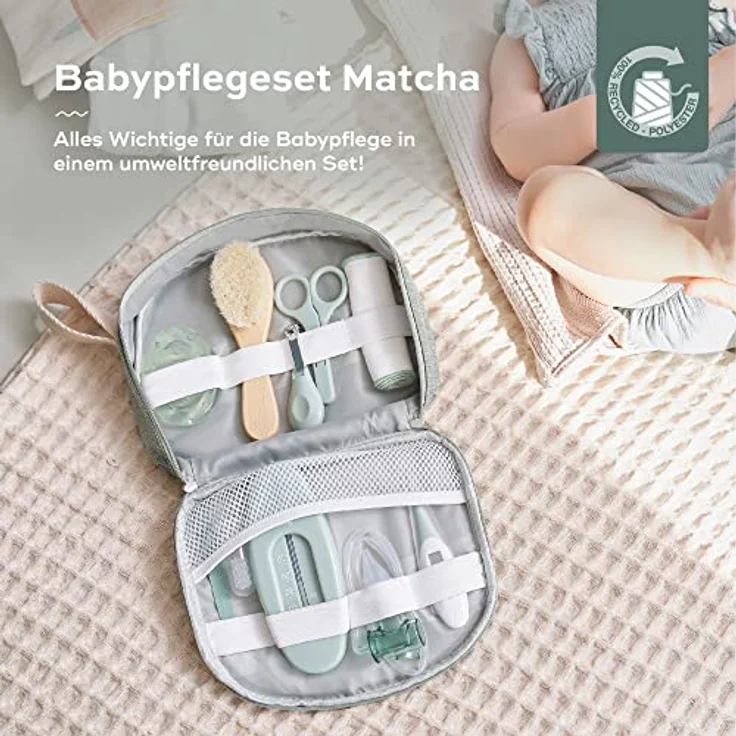 Babymoov Baby-Pflegeset Matcha, 10-teiliges Set aus GRS-zertifiziertem recyceltem Stoff mit lebenslanger Garantie – Bild 2