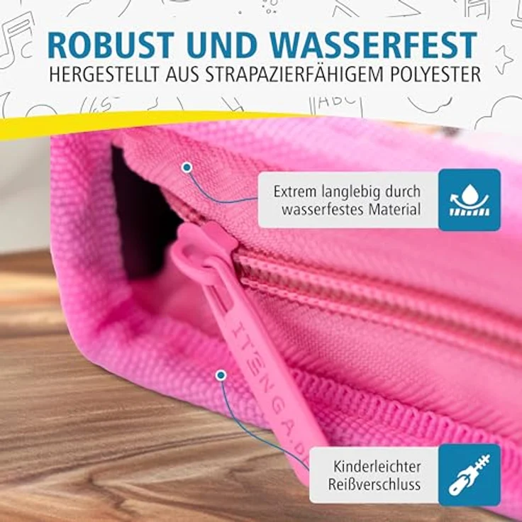 itenga Schüler-Etui Mäppchen Schmetterling, 28-teilig, gefüllt mit Buntstiften und Zubehör, wasserfestes Polyester, 1-Zipper – Bild 3