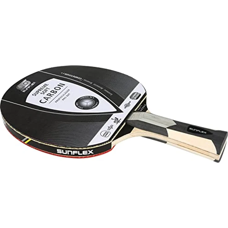 Sunflex Supreme Soft Carbon, Tischtennisschläger für Wettbewerb, ITTF-zertifiziert mit Ergo Grip und 2,2 mm Schaum – Bild 1