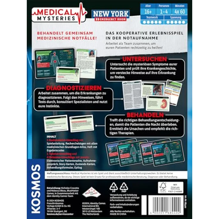 Kosmos Medical Mysteries - New York, kooperatives Rollenspiel mit medizinischem Setting, Medical Crime Files, Brettspiel ab 16 Jahre – Bild 2