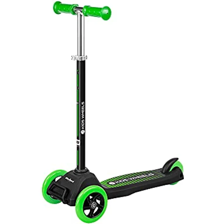 Rebel Kids Wheels Dreirad-Scooter, Höhenverstellbar, Rutschfeste Plattform, Grün