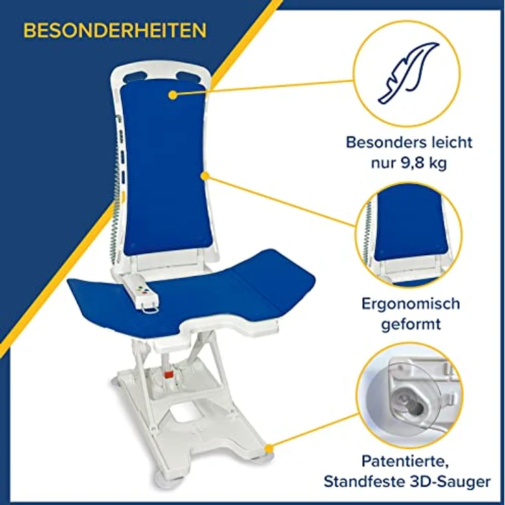 Drive Medical Badewannensitz Badewannenlifter Bellavita 2G mit Comfort Bezug Blau – Bild 3