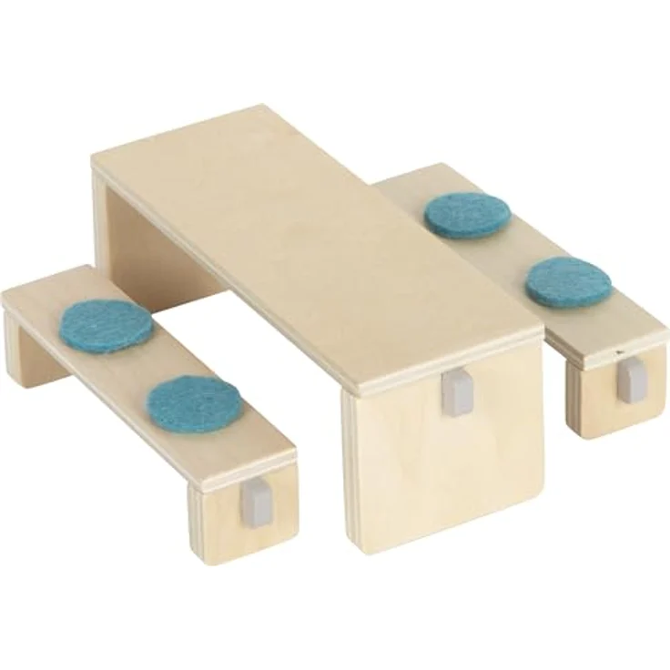 Small Foot Puppenhausmöbel Küche, 11tlg. Puppenhausküchen-Set mit Hochschrank, Kücheninsel und Sitzgruppe, Naturholz mit modernen Akzenten – Bild 3
