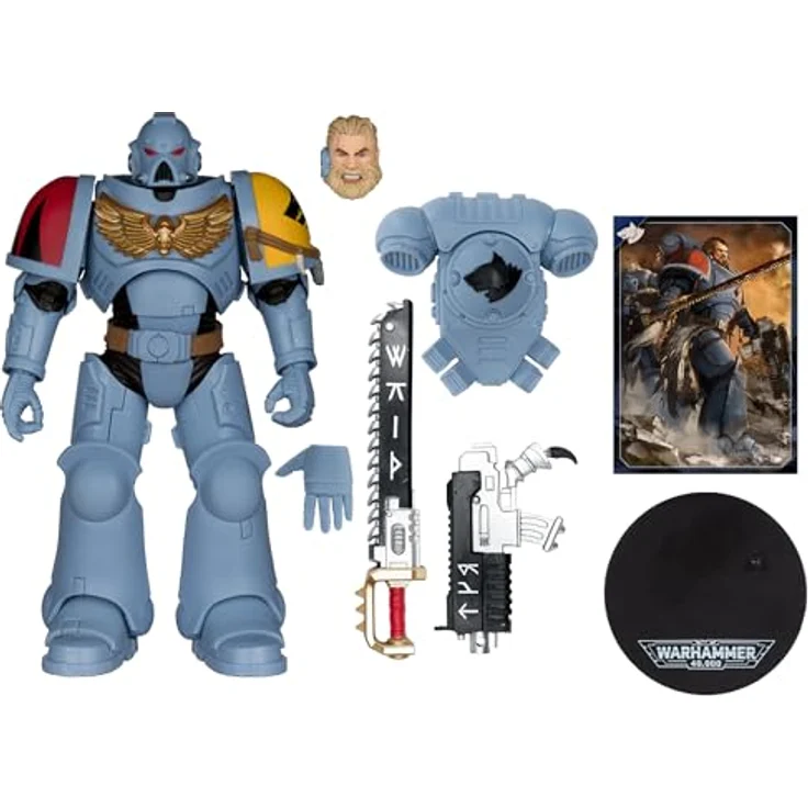 McFarlane Warhammer 40.000 Grey Hunter (Space Wolves), 17,8 cm Actionfigur mit 22 beweglichen Teilen, inklusive Bolzenpistole und Kettenschwert, in thematischer Fensterbox – Bild 2