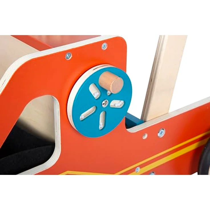 Small Foot Lauflernwagen Feuerwehr aus Holz, Modernes Laufhilfe für Feuerwehrfans, mit integriertem Bremssystem, für Kinder ab 12 Monaten, Blaulichter und Kurbelrad, 12540 – Bild 5