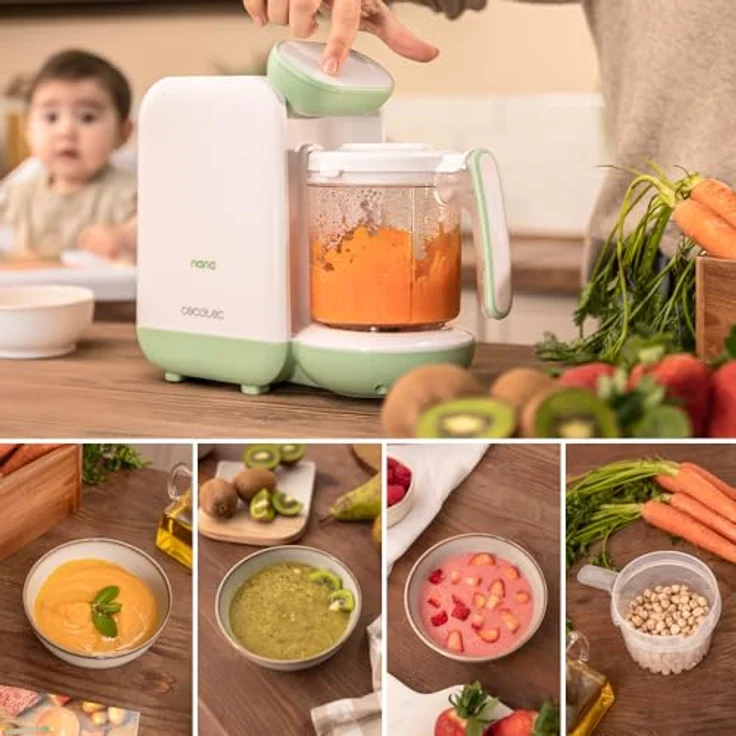 Cecotec Nana BabyCare FoodProcessor, 4-in-1 Küchenroboter für Babys, BPA-frei, kocht, püriert, sterilisiert und wärmt Babyflaschen, inkl. Rezeptbuch – Bild 4