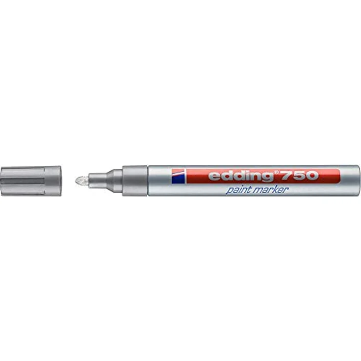 edding 750 Lackmarker - silber - 1 Stift - Rundspitze 2-4 mm - Lackstift zur Markierung und Beschriftung von Metall, Glas, Stein oder Kunststoff - hitzebeständig, permanent, wisch- und wasserfest – Bild 2