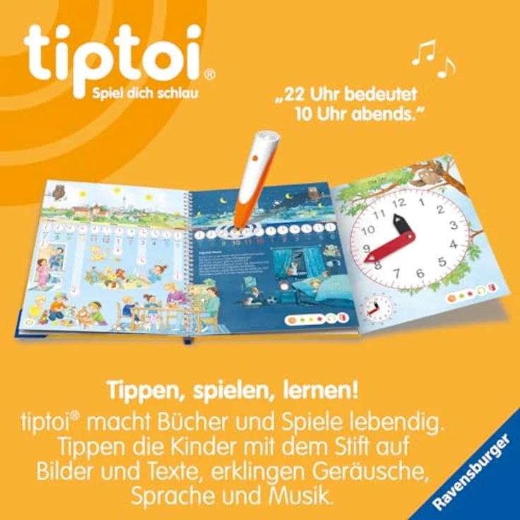 Ravensburger tiptoi® Buch - Meine Lern-Spiel-Welt - Uhr und Zeit mit interaktiven Lerninhalten für das Uhrenlesen – Bild 4