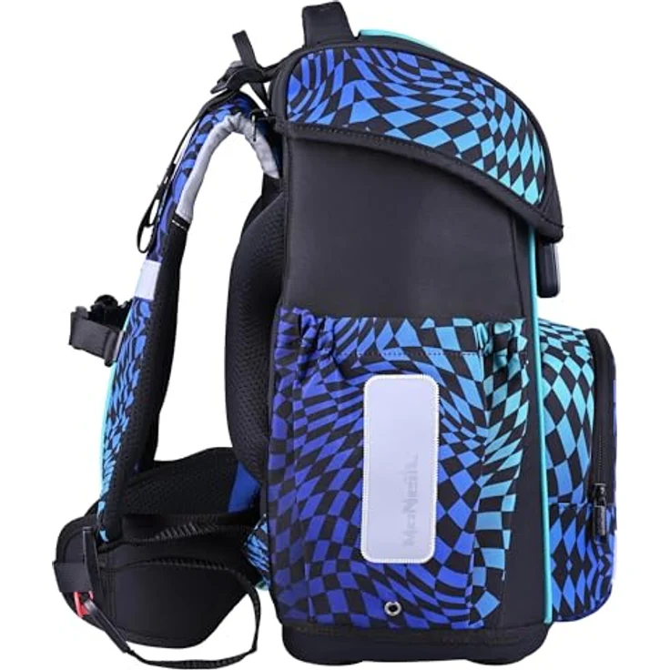 McNeill Schulranzen-Set BRAVO 9tlg. (GAMER), ergonomisch, 21 L Volumen, blauer Gaming-Design mit Zubehör – Bild 5
