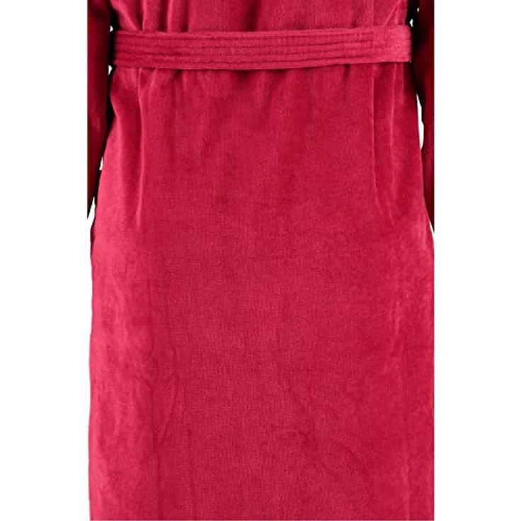 VOSSEN Kurzmantel Texas Rubin, unisex Bademantel mit Kapuze aus 100% Baumwolle, weiß – Bild 4