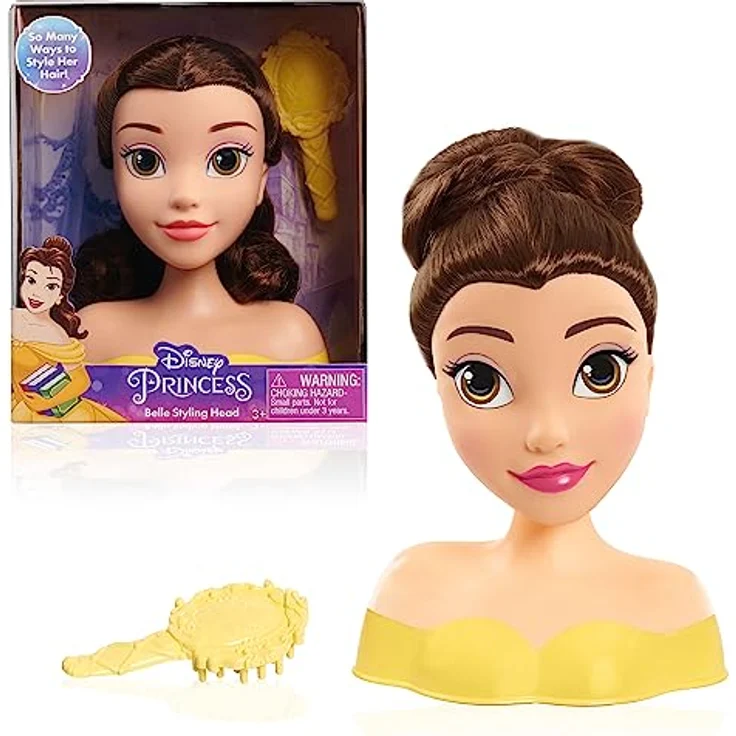 Disney Princess Belle Frisierkopf Mini 14cm mit Haarbürste für Styling-Spaß, ab 3 Jahren, Just Play – Bild 5